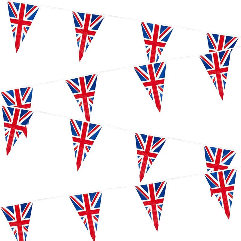 Shatchi - 10m Union Jack Bunting 25 Triangle Flags Sports Royal Events Street Support