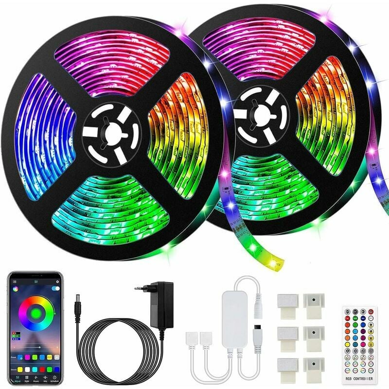 10M Bluetooth LED-Lichtleiste Mehrfarbige flexible Lichtleiste für Schlafzimmer, gesteuert über Smartphone-App | 07634066164296