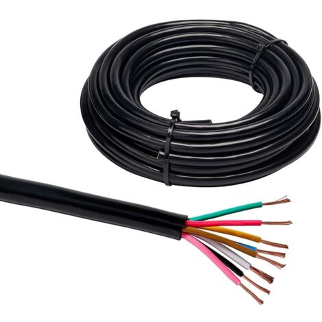 10M Câble de Remorque 8 Fils, 12v 24v 7x0,5+1x1.0mm² Véhicule Câble Rond, Pour Caravane Camion Camping - Car Remorque