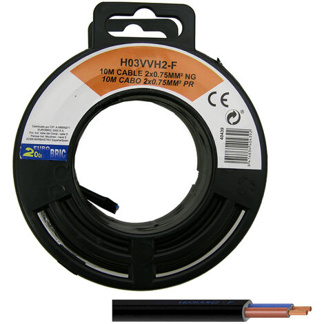 10m cable manguera plana H03VVH2-F  2x0,75mm² negro