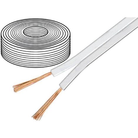10m de Cable de haut parleurs 2x1.5mm2 - OFC - Blanc