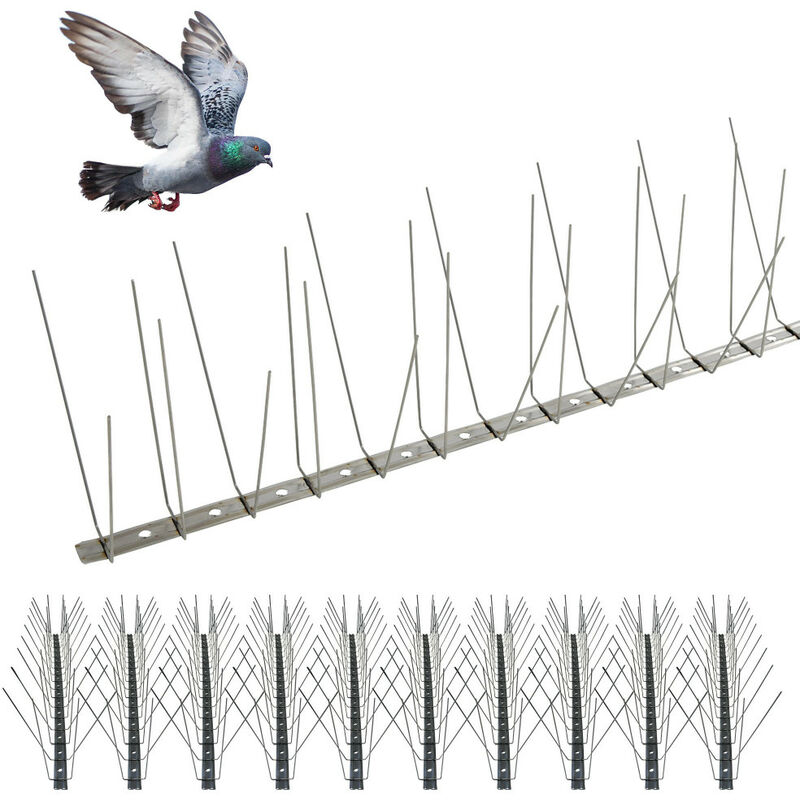 Pic anti pigeon 5m- Pic anti-pigeon flexible - Pointes en acier inoxydable inox - Ne rouille pas - Fabriqué en France