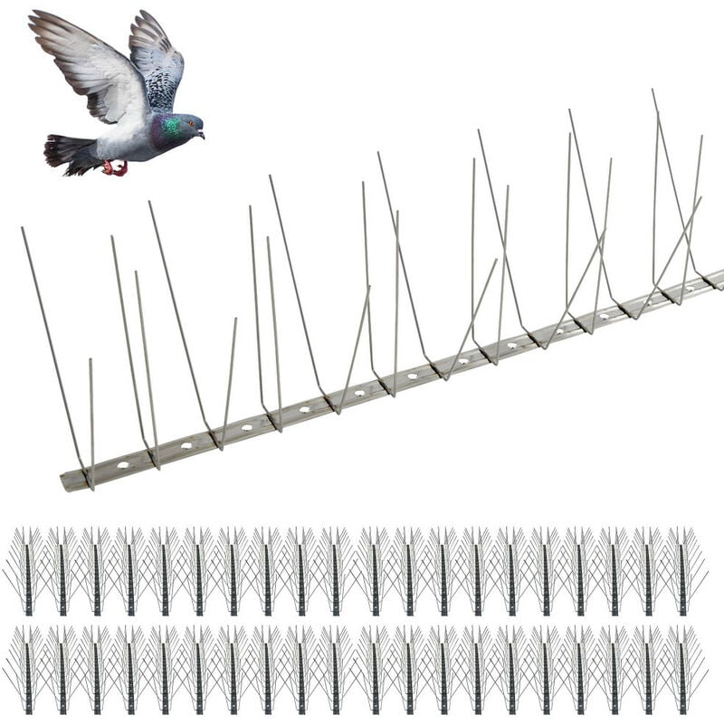 Pic anti pigeon 20m- Pic anti-pigeon flexible - Pointes en acier inoxydable inox - Ne rouille pas - Fabriqué en France
