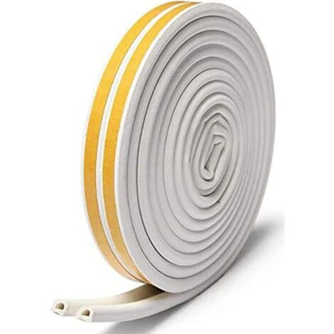 10m Joint d'étanchéité autocollant pour portes, joints de fenêtre en mousse, joint en caoutchouc, joint en caoutchouc, anti-collision, anti-sonorisation, étanche, étanche à la poussière Blanc
