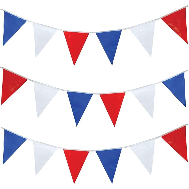 10M Red White and Blue Bunting Garland 20 Flags Union Jack Party Decorations