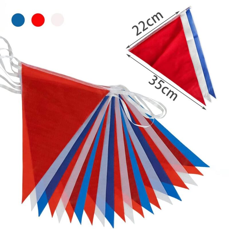 40M Red White and Blue Bunting Garland 80 Flags Union Jack Party Decorations