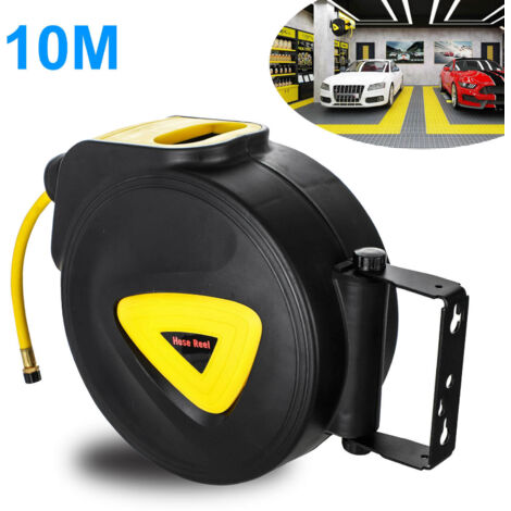 10m Retractable Air Hose Reel 33FT Automatic Rewinding Air Line Reel Commercial Compressor Tool for Indoor and Outdoor Use Includes Lead in Hose and Handle