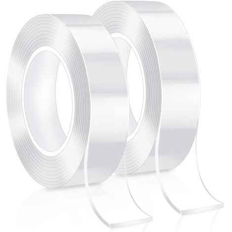 10m Ruban Adhésif Double Face Extra Fort Transparent, Double Face Réutilisable Lavable, Multifonctionnel Ruban adhésif Pour Tapis/Photo/Décoration