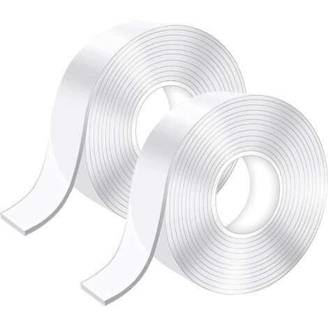 10M Ruban Adhésif Double Face Extra Fort, Transparent Lavable Fin Nano Tape, Amovible Traceless Bande Antidérapant, Réutilisable Double-Face Gel pour Tapis, Maison ou Bureau