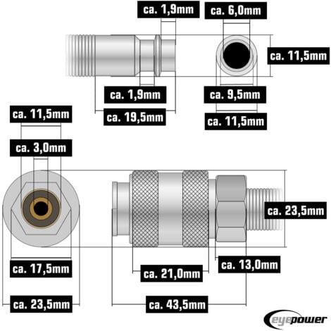 Diam 6X8 Ottima Qualità Con Raccordi Attacco Rapido Tubo Rilsan Spirale 7 Mt