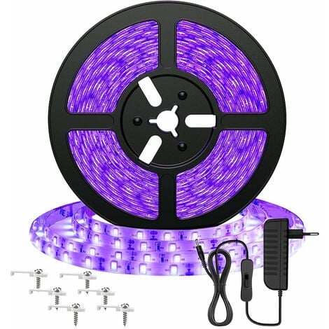 10M Ultravioletter LED-Streifen für Schwarzlicht, DC 12V 2835 600 LEDs, Violette Lampe, Lichtstreifen, UV-Atmosphärenbeleuchtung für DJ-Party in Neonfarbe, Helloween, Weihnachtsdisco HIASDFLS