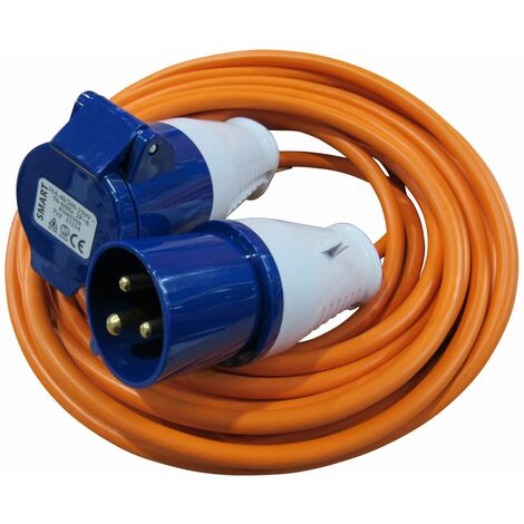 Camping Hook Up Cable 16A Site Extension Lead Electric Blue,Yellow,Orange 240V 