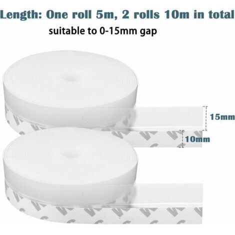 10m×25mm 2 Pack Bande D'étanchéité en Silicone, Joint de Portes et fenêtres Auto-adhésif, Transparent Joint de Fond de Porte pour Anti-poussière, Résistant aux Intempéries, Insonorisant - 10m