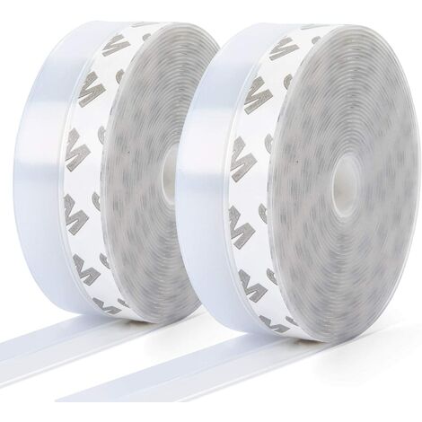 10m×25mm 2 Pack Bande D'étanchéité en Silicone, Joint de Portes et fenêtres Auto-adhésif, Transparent Joint de Fond de Porte pour Anti-poussière, Résistant aux Intempéries, Insonorisant - 10m Blanc ,A
