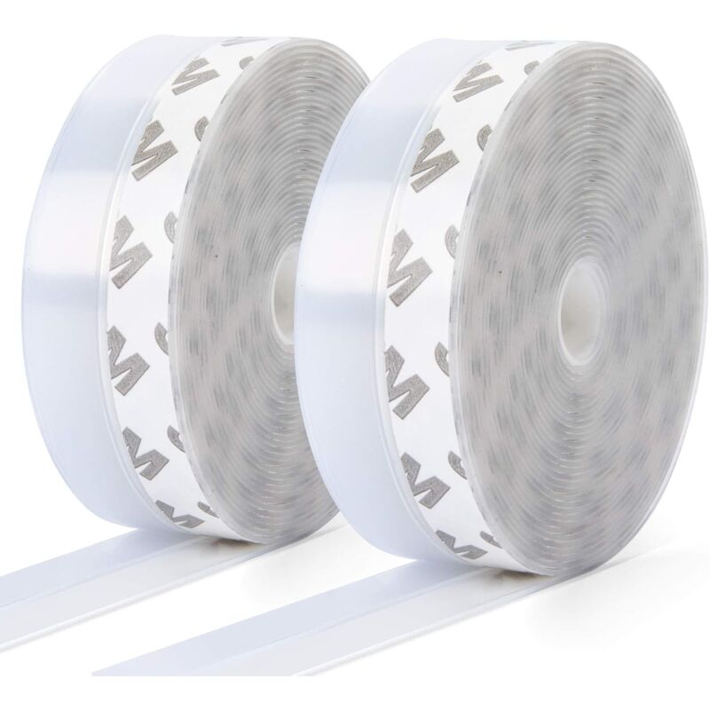10m×25mm 2 Pack Bande D'étanchéité en Silicone, Miciler Joint de Portes et fenêtres Auto-adhésif, Transparent Joint de Fond de Porte pour
