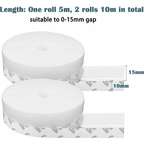10m×25mm 2 Pack Bande D'étanchéité en Silicone,Joint de Portes et fenêtres Auto-adhésif, Transparent Joint de Fond de Porte pour Anti-poussière, Résistant aux Intempéries, Insonorisant - 10m