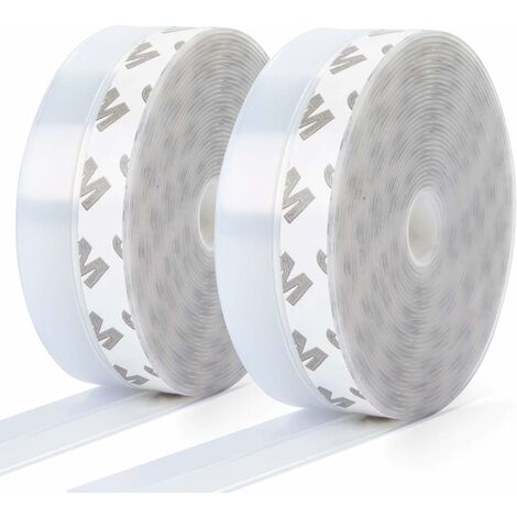10m×25mm 2 Pack Bande D'étanchéité en Silicone,VEBTles Joint de Portes et fenêtres Auto-adhésif, Transparent Joint de Fond de Porte pour Anti-poussière, Résistant aux Intempéries, Insonorisant - 10m