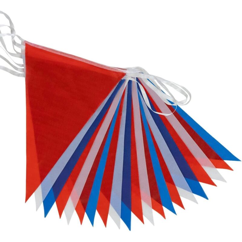 10M/33ft Triangle Bunting 20 Flags Polyester Red White Blue