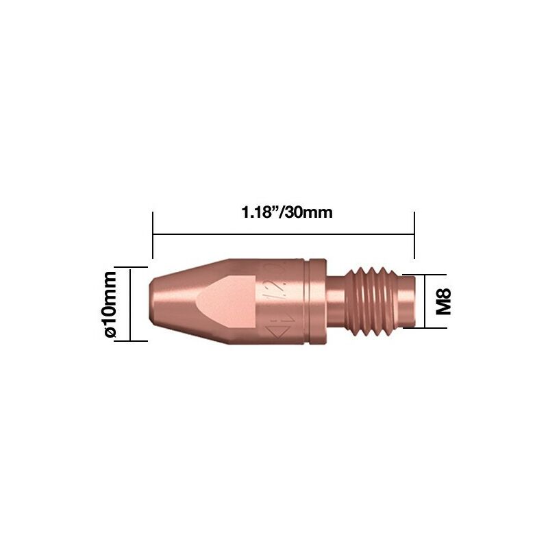 1.0mm Contact Tip M8 cu cr zr - B4015-10 - Parweld