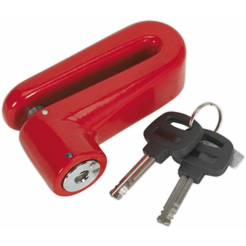 Loops - 10mm Motorcycle Disc Lock Padlock - red - Hardened Anti-Tamper Security Pin Body