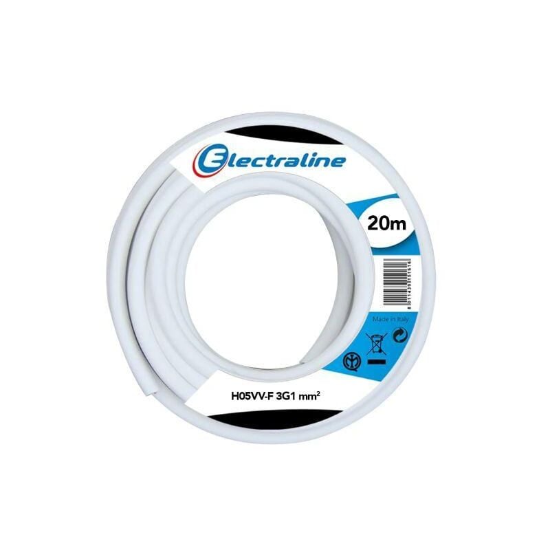 Câble multiconducteur h05vv-f Electraline 3g1mm2 20m blanc - 11725