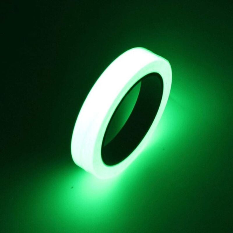 10mx 1cm Fluorescent Self Adhesive Tape, Glow in the Dark Tape, Bright Green Glowing Phosphorescent Security Tape, Removable, Waterproof,