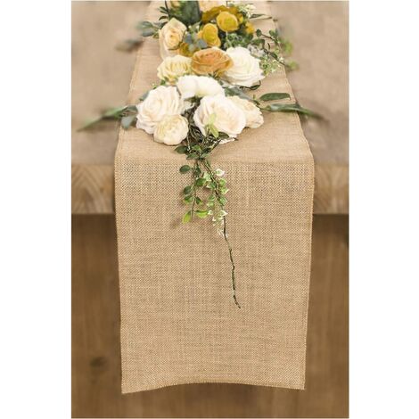 10Mx30cm Chemin de Table Toile de Jute Ruban de Table Rouleau Jute Mariage Vintage Rustique Jardinage Décorations de Table 30cm Largeur