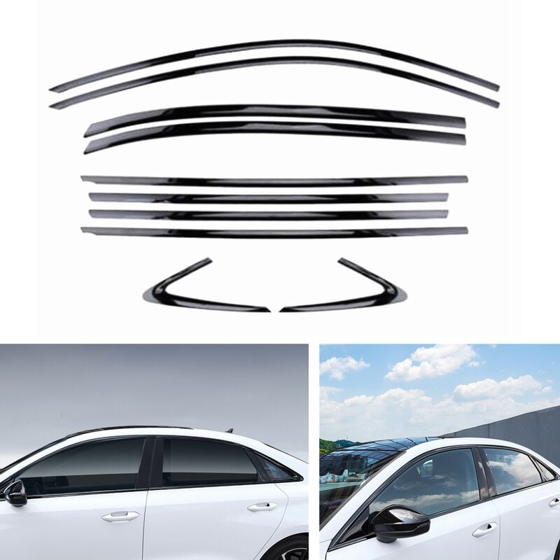 10pc Auto Außen Fenster Trim Weatherstrips Für Audi A3 S3 Limousine 2021,6-2023 Titan Schwarz Dichtung Streifen Abdeckung band Dichtung | 04537371508096