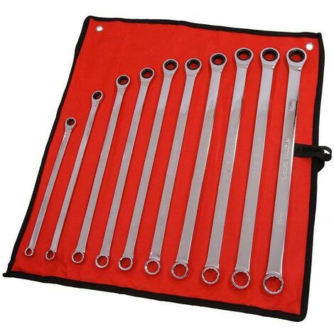 10pc Spanner Set Ratchet Ring Aviation Double Ended Extra Long 8mm -19mm CT4465