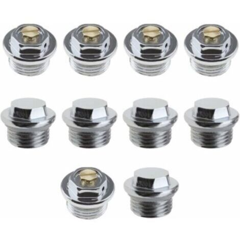 10pcs 1/2 Pouce Radiateur Manuel Purge d'air Vannes et 5pcs Bouchons d'obturation avec Connexion de Filetage Joint Torique Scellé