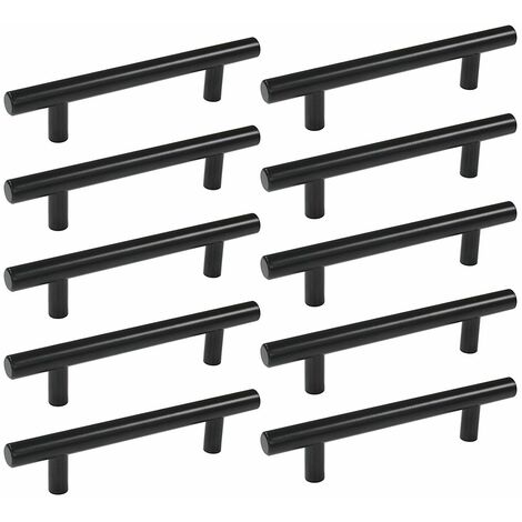 10pcs 128 mm T Bar Bâton Cuisine Armoire Porte Poignées Placard Tiroir Chambre Meubles Tirer Noir