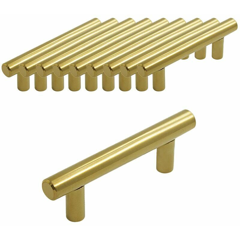 10pcs 128 mm T Bar Bâton Cuisine Armoire Porte Poignées Placard Tiroir Chambre Meubles Tirer Doré thsinde