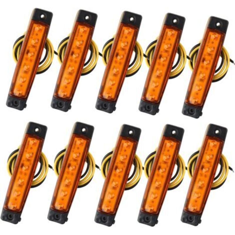 Qiedie - 10pcs 12V Side Marker Lights 6SMD led Front Lamp Rear Marker Lights for Trailer Truck Caravan Camper Van Lorry Bus Boat Tractor Motor Amber