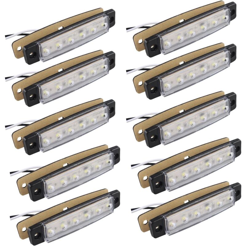 10pcs 12V Side Marker Lights 6SMD led Front Lamp Rear Side Marker Lights for Trailer Truck Caravan Camper Van Lorry Bus Boat Tractor Motor White