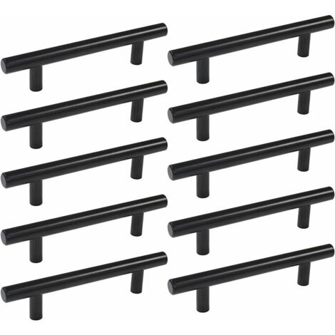10pcs 160 mm Noir En Acier Inoxydable Porte De Cuisine Cabinet T Bar Handle