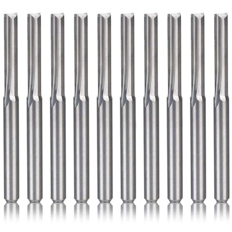 Image of 10Pcs 2 Flöte Cnc Router Bits 3,175 Mm Gerade Slot Stahl Fräser für Holz Kunststoff