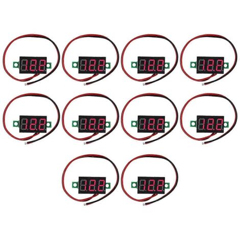 10pcs 2 Wires Mini Digital Voltmeter DC 2.5V-40V Digital Voltage-Photo Color-
