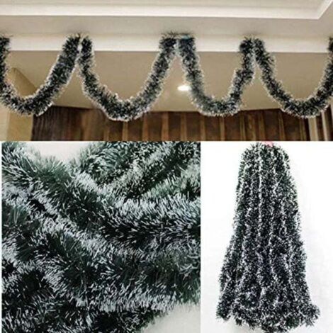 10Pcs 200 x 9 cm Guirlandes Noel Sapin Decoration Chambre Suspendus Guirlandes de Sapin Vert Fonce Noir,