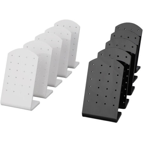 10PCS 24 Holes Earring Holder Organizer Acrylic L Shaped Ear Studs Jewelry Display Rack Stand for Girls Woman Black and White