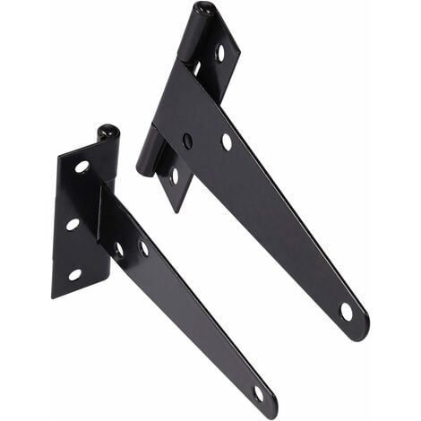 Anti-Rust Tee Hinge Heavy Duty with Door Hinge Screws, Garden Gate Hinges for Wooden Gates, Durable Shed Hinges Outdoor Gate for DIY in Shed Door, Shed Window, Garage (Black)