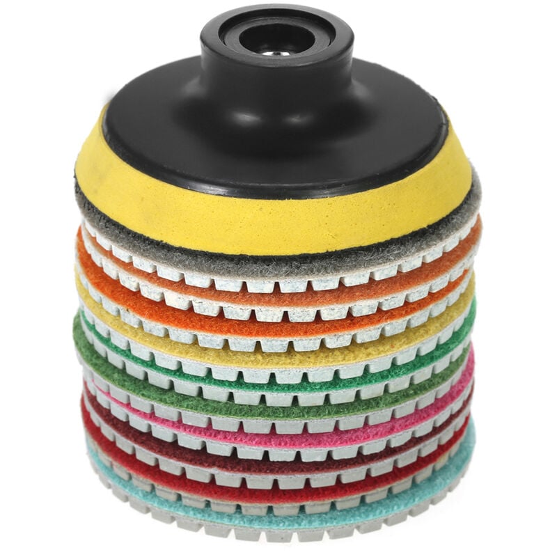 10pcs 3 pouces diamant flexible tampons de polissage humide disque de meulage + 1pc tampon de support, pour granit marbre pierre carreaux de