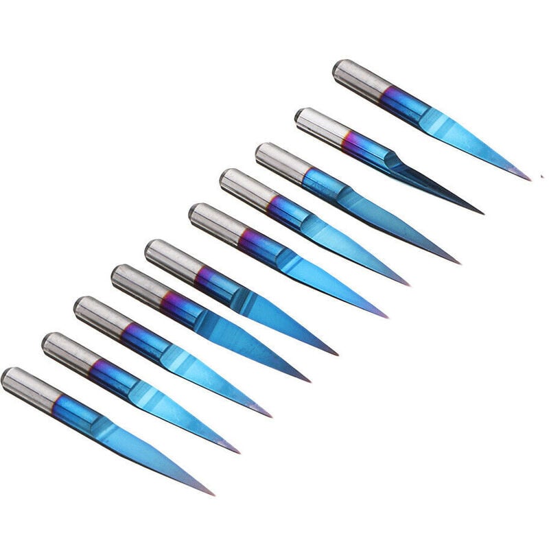 10pcs 3.175 mm Blue Coating Patrb 3D -Frässchneider 10/15/20/25 Grad Wolfram Carbid v Form Gravur Bit cnc Router Tool | 00805444643802