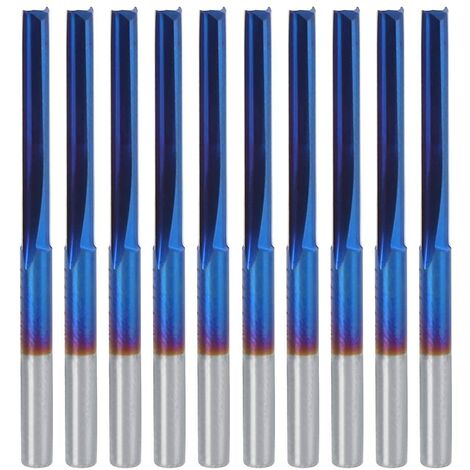 10pcs 3.175mm Fraise, Outil de Fraisage de Poignée, CNC Nano Blue Coat End Mill Pour Traitement du Bois, Acrylique, PVC, EVA, Mousse, Contreplaque, Carbure Cémenté