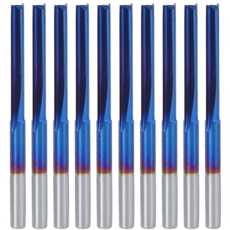 10pcs 3.175mm Fraise, Outil de Fraisage de Poignée, CNC Nano Blue Coat End Mill Pour Traitement du Bois, Acrylique, PVC, EVA, Mousse, Contreplaque, Carbure Cémenté