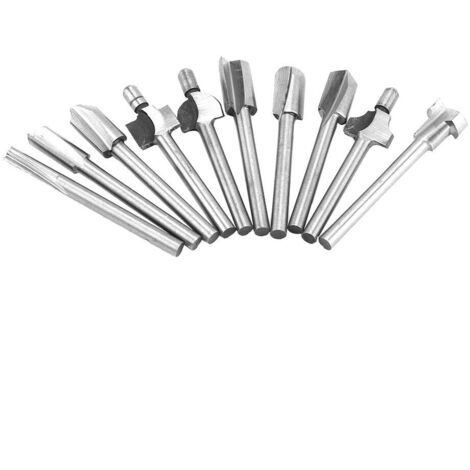 10Pcs 3.2mm 1/8 " Mini Tige HSS Bois Routeur Cutter Bits Fraises à Bois Outil Rotatif Fraises Rapide Embouts de Fraisage Routage du Bois pour Bricolage Menuiserie Gravure Ajustant Perçant