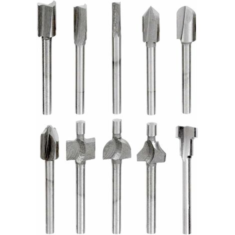 10pcs 3mm 1/8" Mini Queue HSS Menuisier Routeur Bits fraises à Bois Pour Dremel Foredom Rotatif Outil