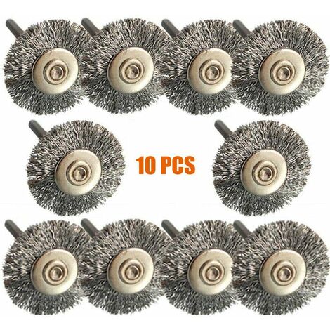 Lot De 10 Brosses à Fil Métallique En Acier Inoxydable - Pour Mini Perceuse/Kit Rotatif, Nettoyage Et Décapage