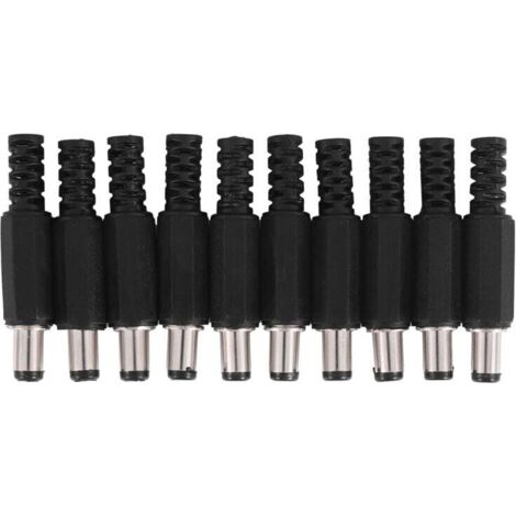 10Pcs 5.5X2.1Mm Mâle À Souder Dc Pointe Fiche Jack Droite Connecteurs Pour Alimentation Led Commutateur Noir