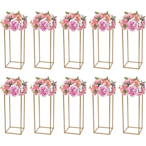 10PCS 60cm Tall Metal Flower Stand for Wedding Table Centrepieces, Wedding Centerpiece Vase Table Decoration for Events Reception Weddings Party (Gold)
