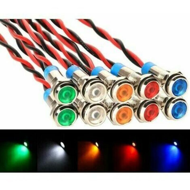 LaBlanc - 10pcs ac/dc 12-24V 6mm Voyant led en Métal,LED Indicateur Panneau Pilote Témoin d'avertissement pour Van,Bateau et Autres Véhicules